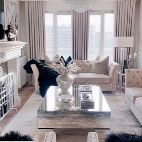 beige living room drapes