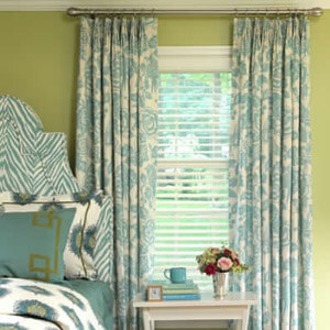 Green and Off-white Drapes