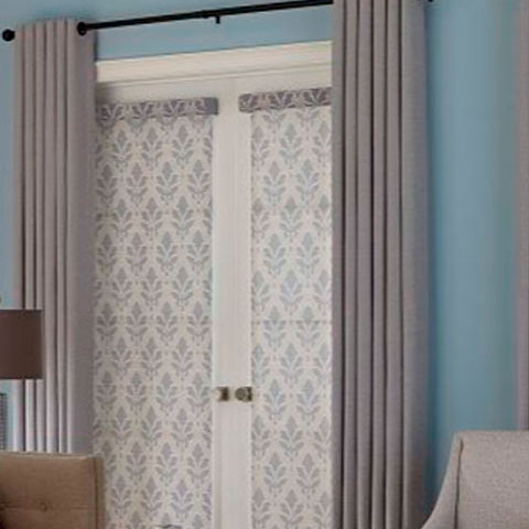 grey draperies