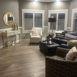 Living room drapes and blinds