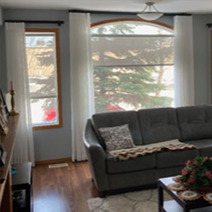Living room drapes and blinds