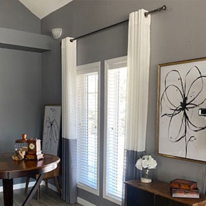 Living room drapes and blinds